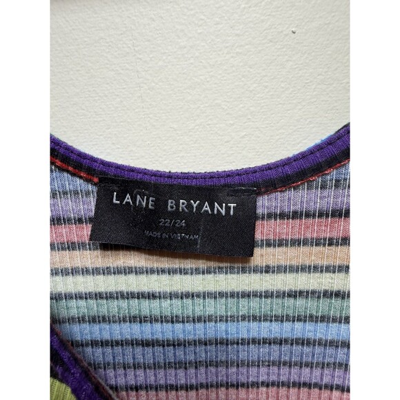 Lane Bryant Striped Rainbow Midi Dress size 22/24 Fitted Open Back Bodycon - Picture 4 of 6